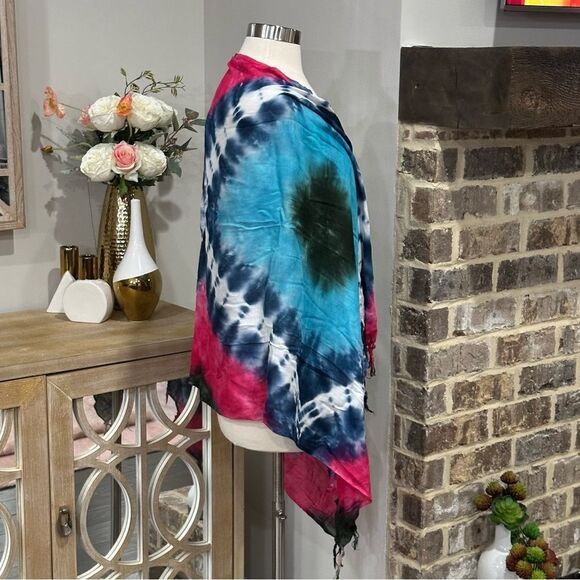 Indian Wear Women’s Tie-Dye Scarf in Blue Multi - Picture 7 of 8